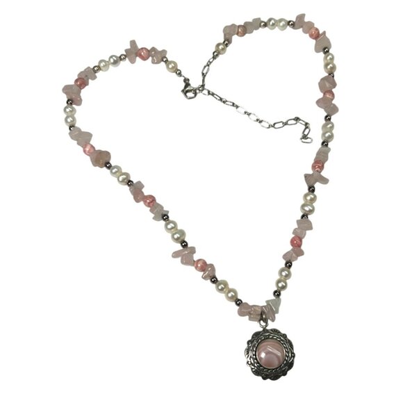 Carolyn Pollack Relios Pink MOP Rose Quartz 925 Necklace American West - Picture 2 of 4